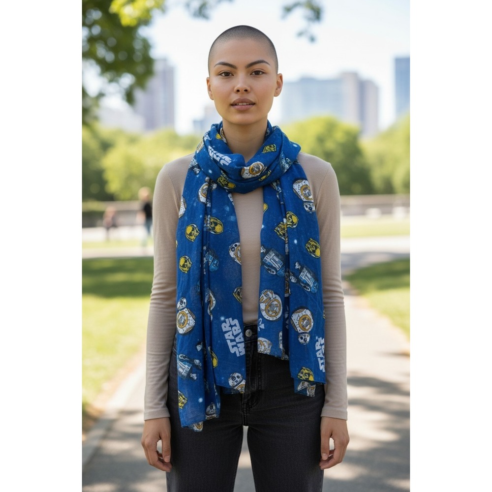 Loungefly Disney Star Wars Droid Oblong Gauzy Scarf R2-D2 C3P0 BB-8 44"x74"